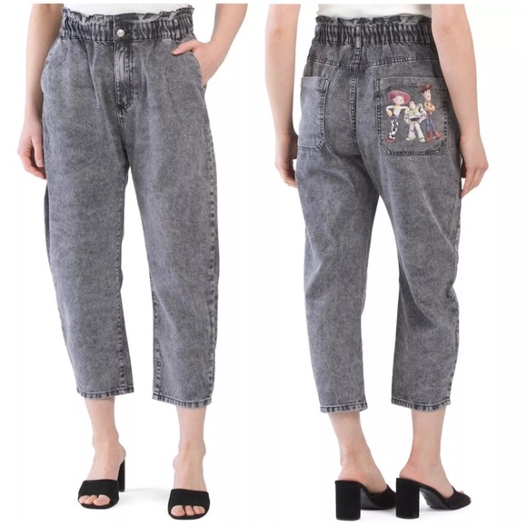 Zara Toy Story Paperbag High Waist Black Wash Jeans - Picture 1 of 11